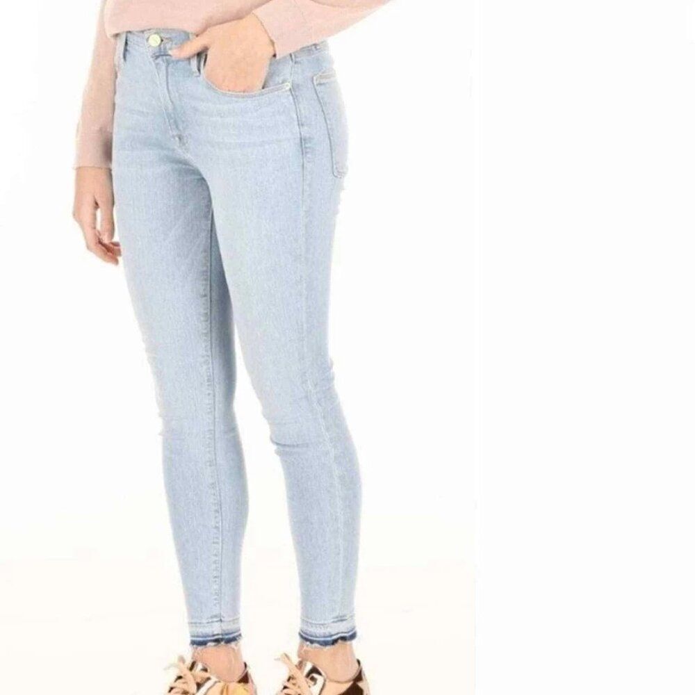 FRAME Le High Skinny Crop Prospect Jeans 28 Light Wash Released Hem